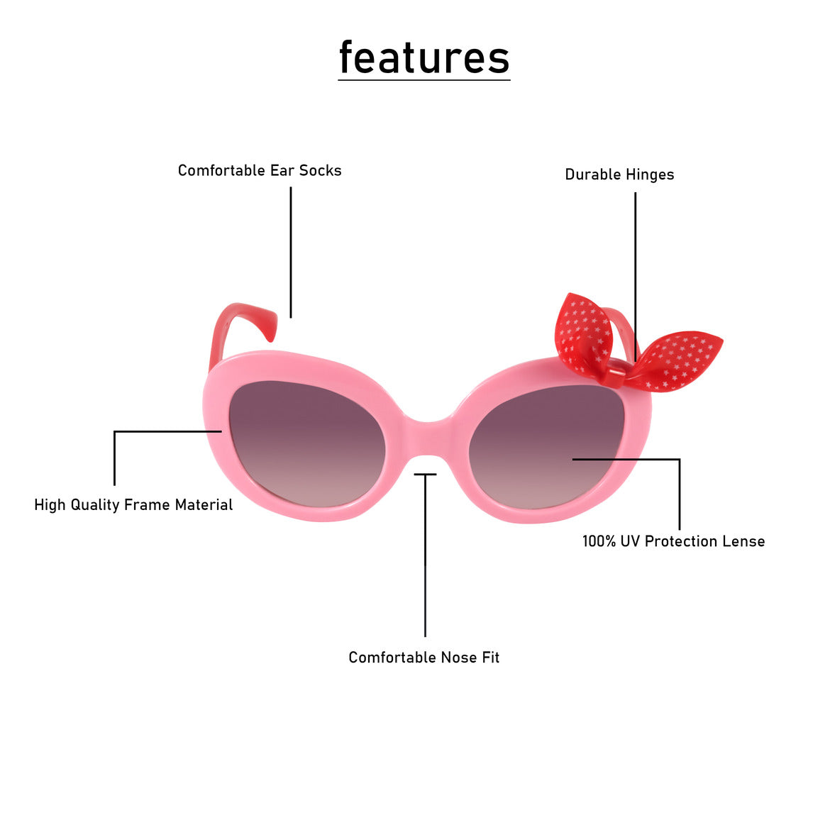 Spiky Cats-Eye UV Protected Sunglass - Pink Red