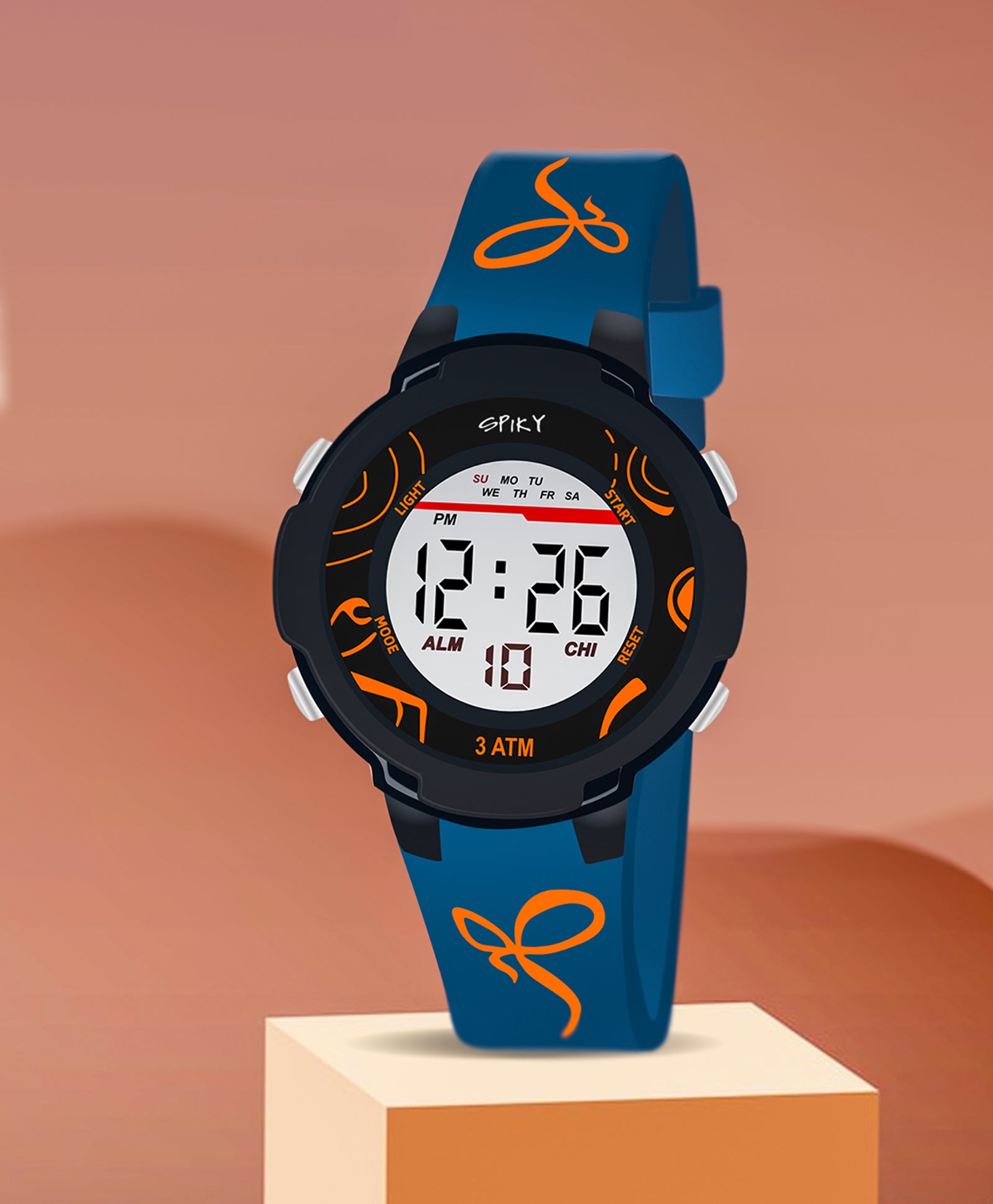 Spiky Sports Printed Strap Digital Watch - Blue