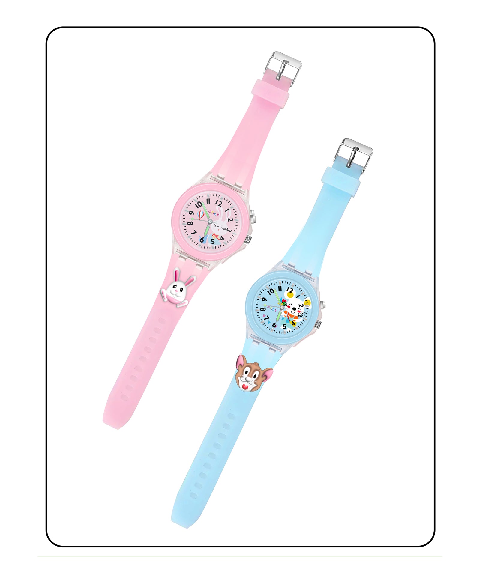 Spiky 3D Astronaut & Rabbit Cartoon Analog Light Watch Combo - Blue ...