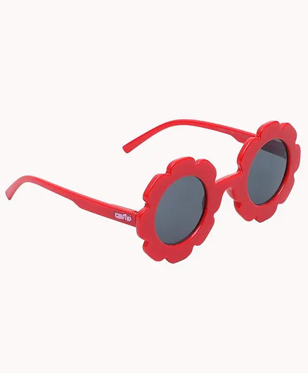 Spiky Round Flower UV Protected Sunglass - Red