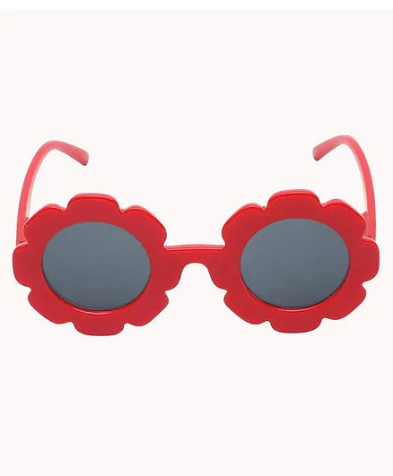 Spiky Round Flower UV Protected Sunglass - Red