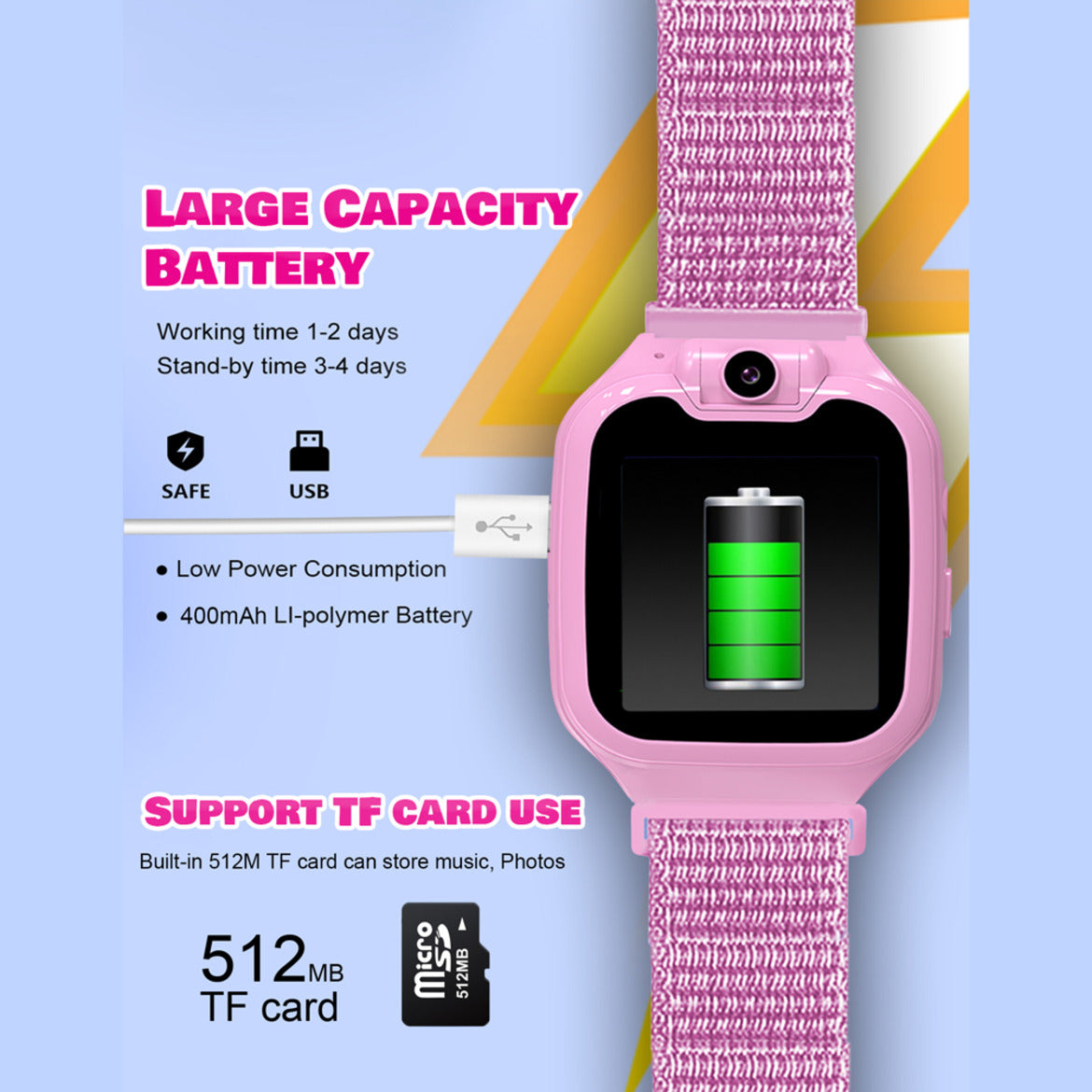 Spiky Two-Way Calling Smart Watch - Pink