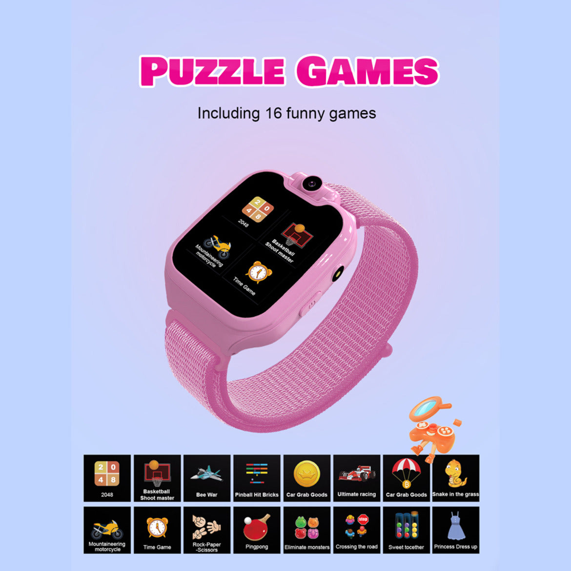 Spiky Two-Way Calling Smart Watch - Pink