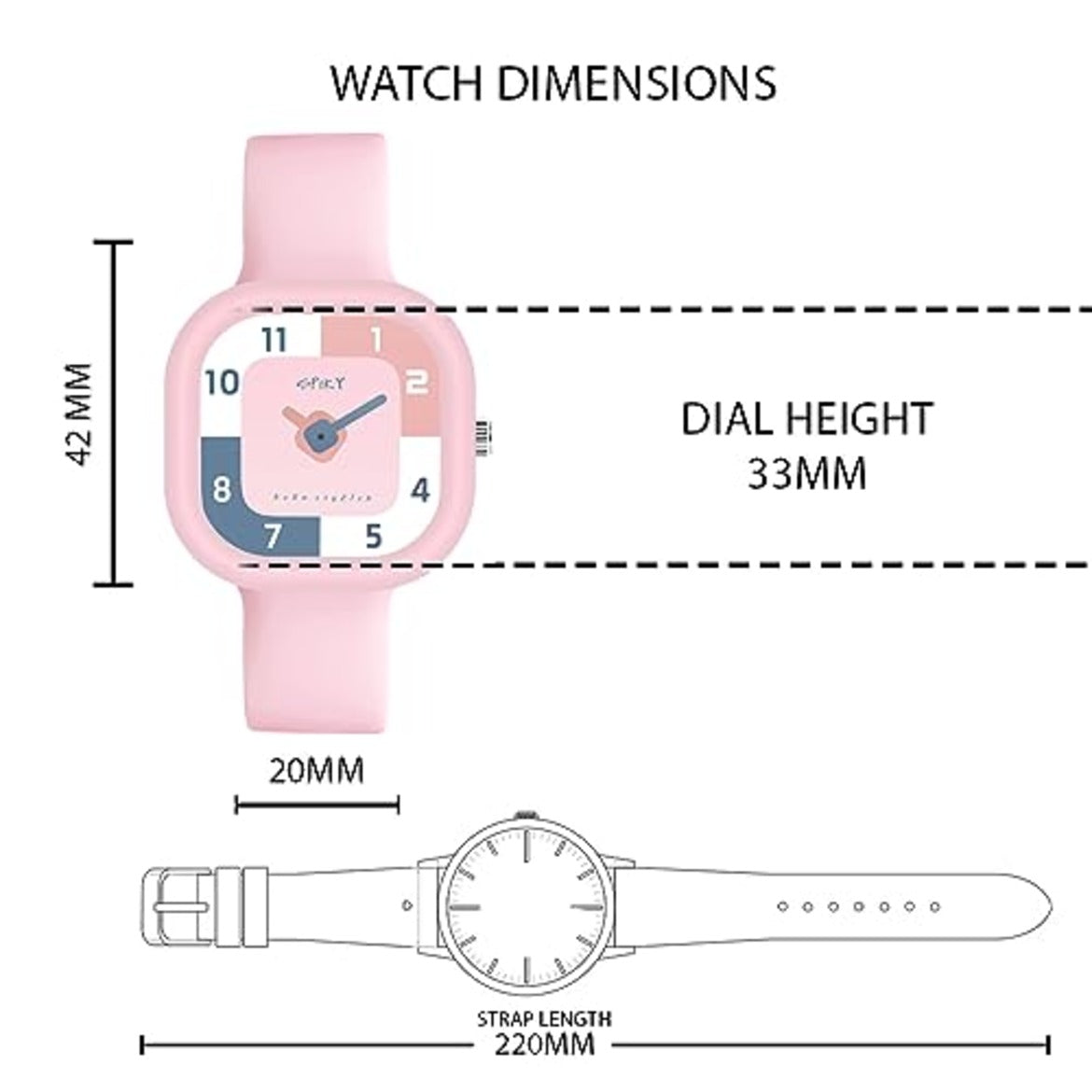 Spiky Square Analog Combo Watch for Kids - Black & Pink