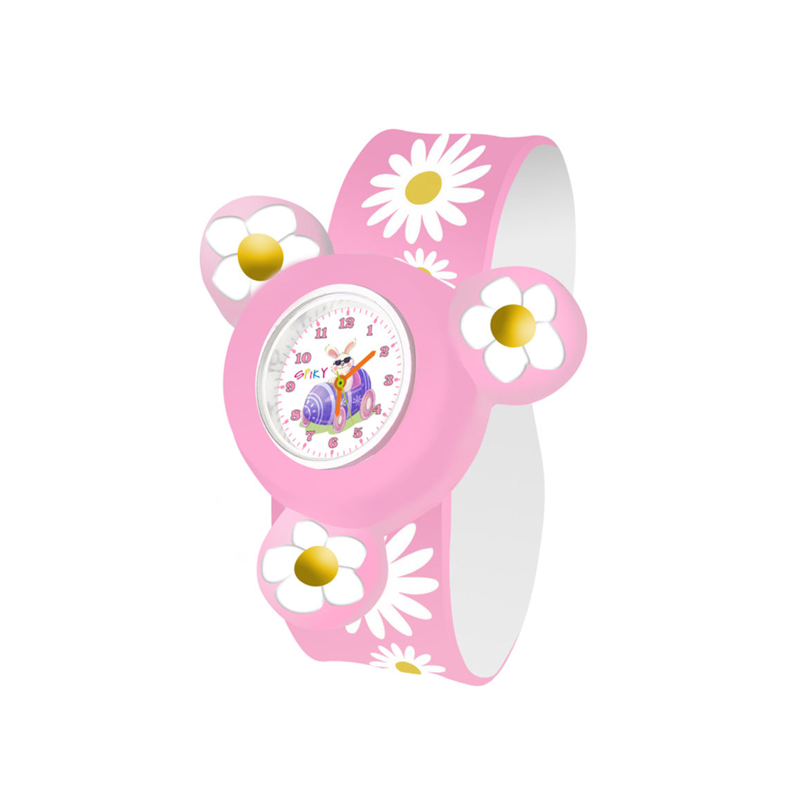 Spiky Rotating Flower Glowing Light Spinner Analog Watch - Pink