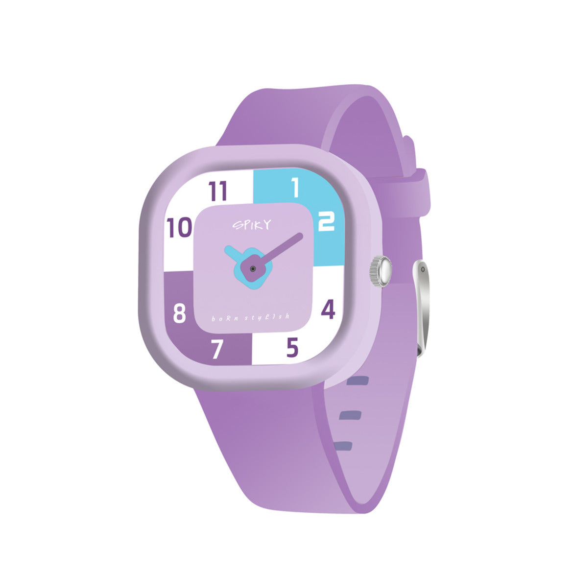 Spiky Square Analog Watch for Kids - Purple