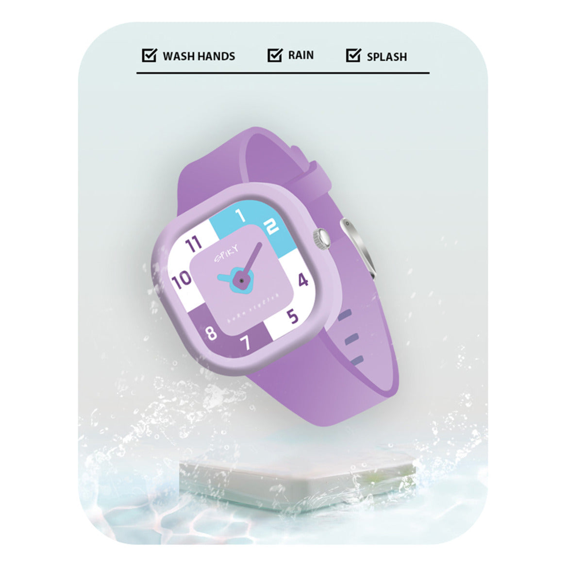 Spiky Square Analog Watch for Kids - Pink
