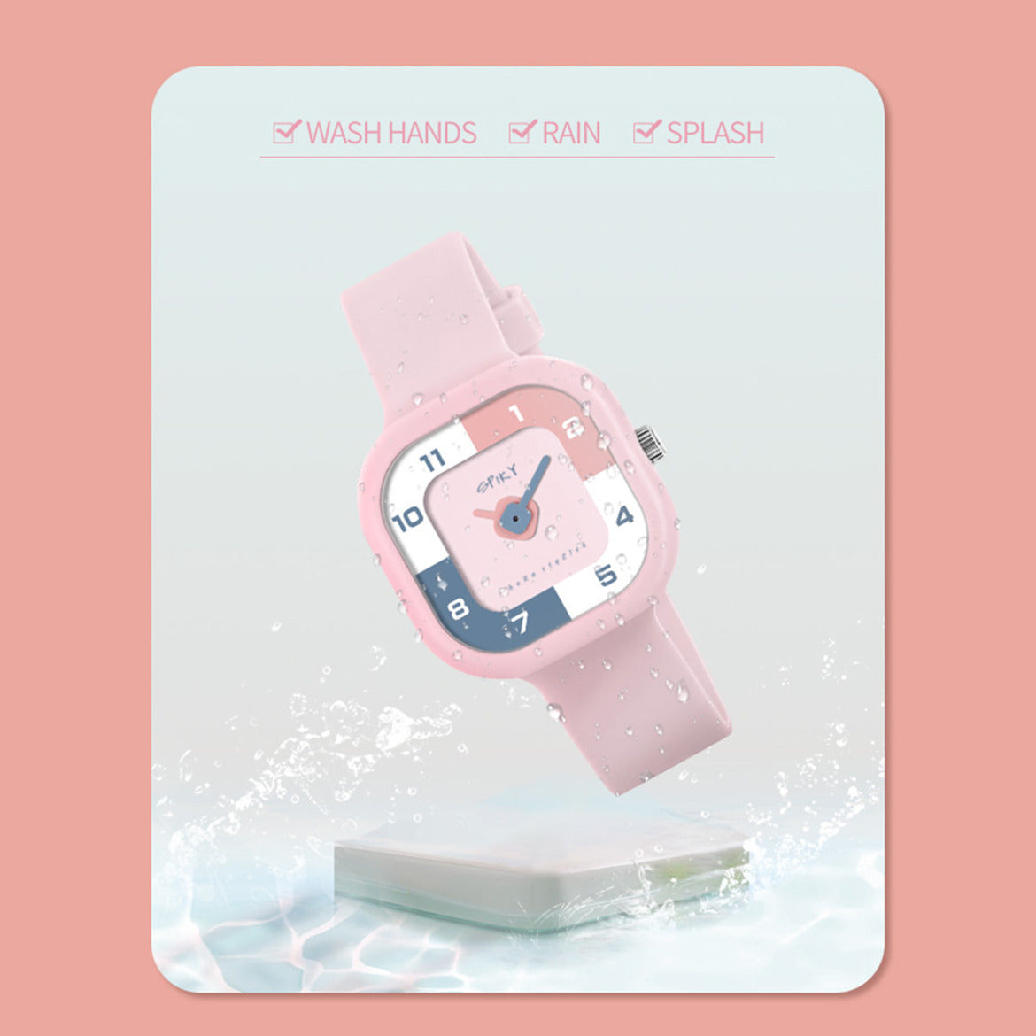 Spiky Square Analog Watch for Kids - Pink