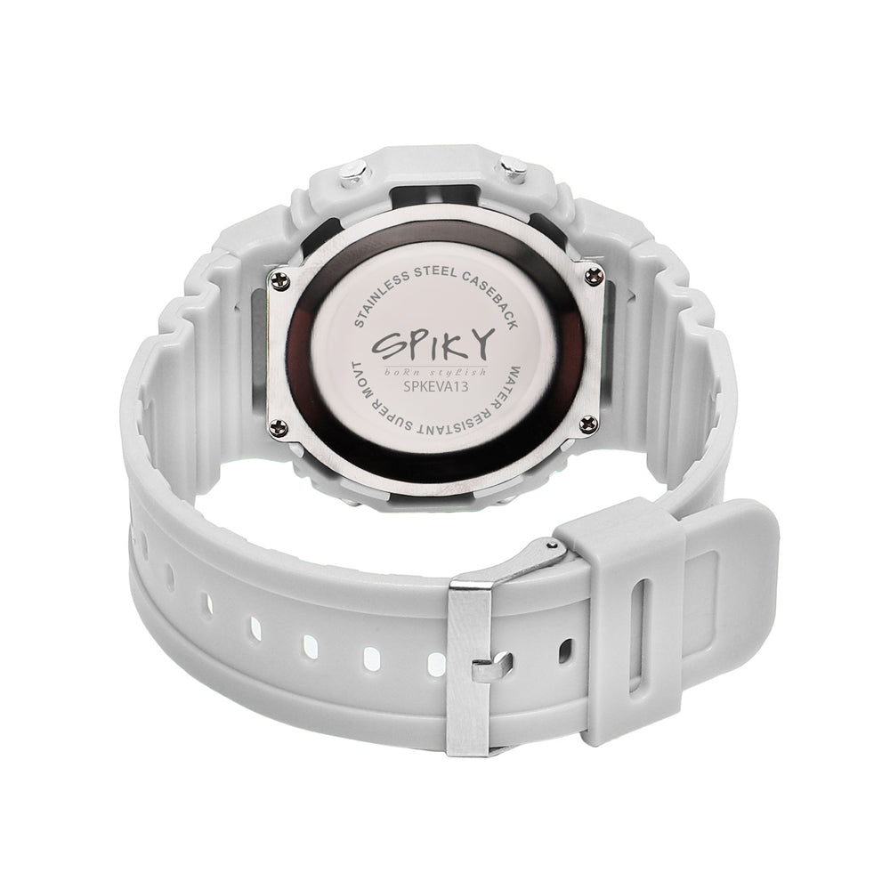 Spiky Rectangle Sports Digital Watch - White
