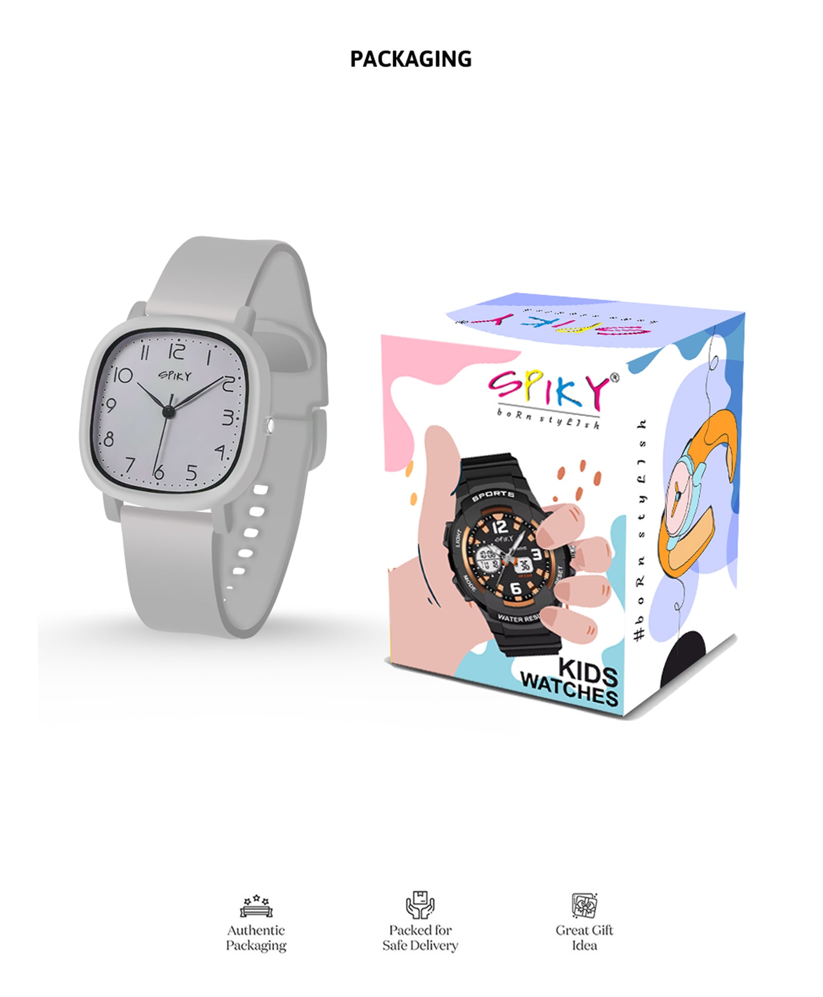 Spiky Eva19 Square Analog Watch for Kids - Pink