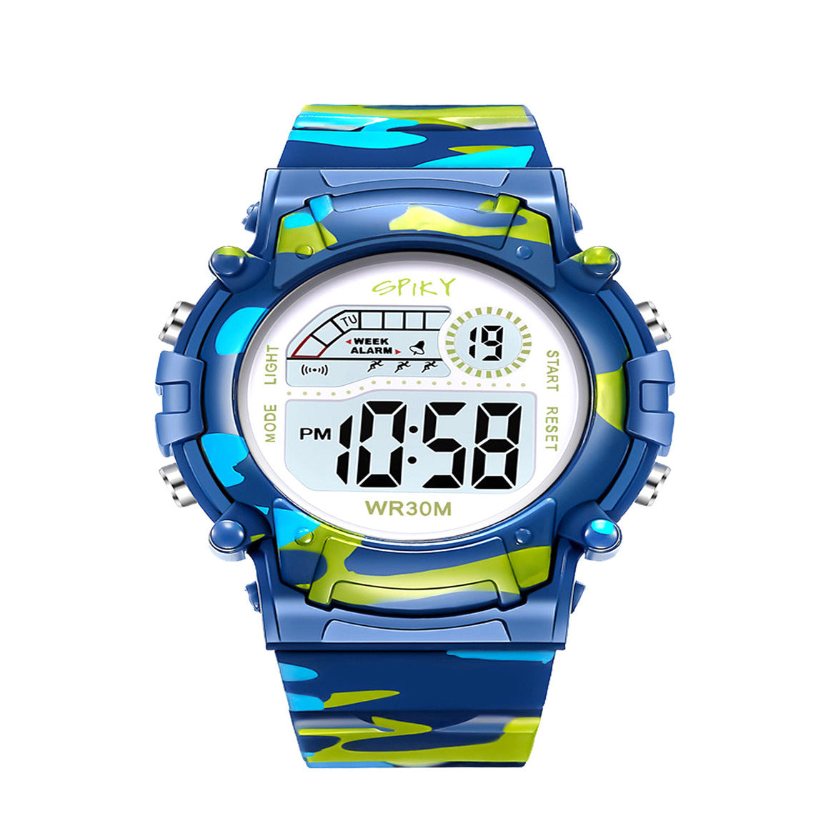 Spiky Military Digital Sports Watch - Blue