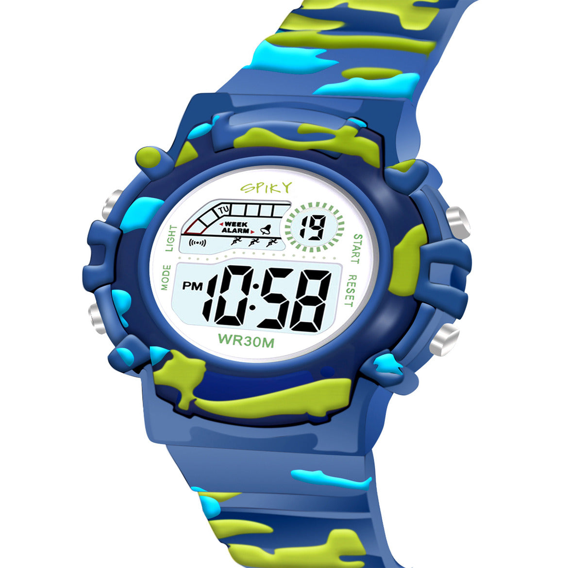 Spiky Military Digital Sports Watch - Blue
